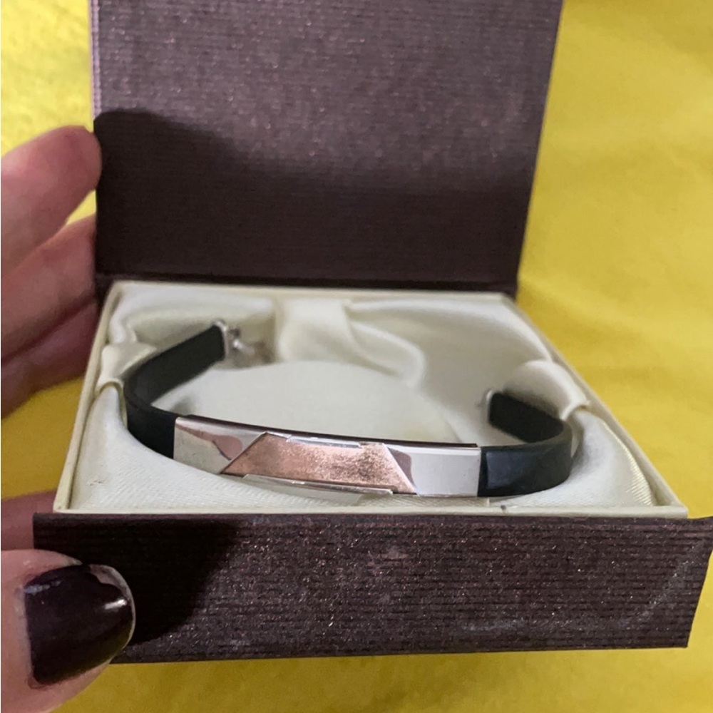 New in box sterling and stainless steel Bracelet rubber chain- unisex